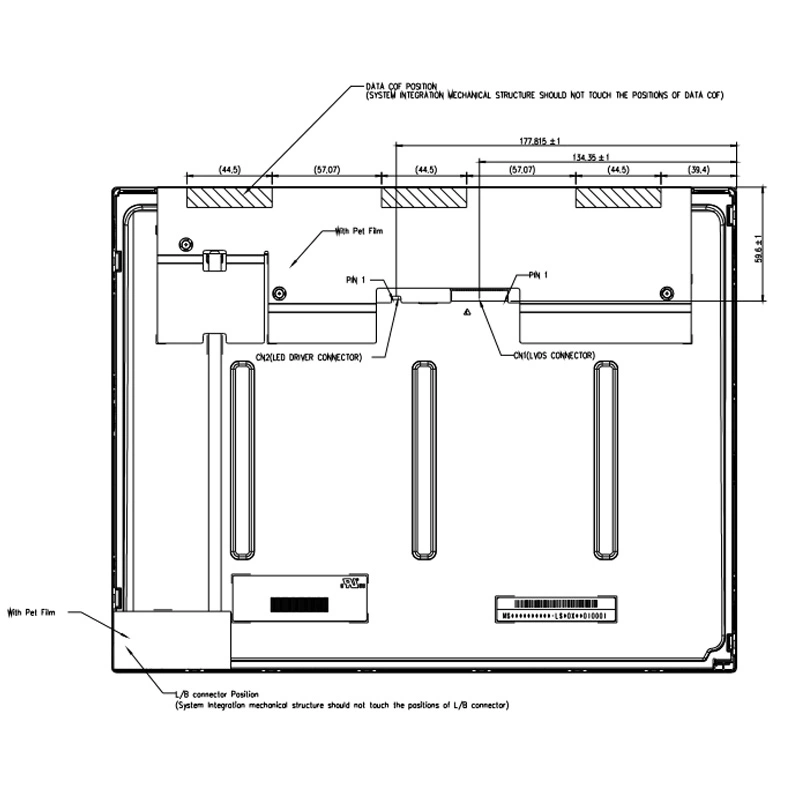Pantalla LCD TFT horizontal de 15 pulgadas 1024*768